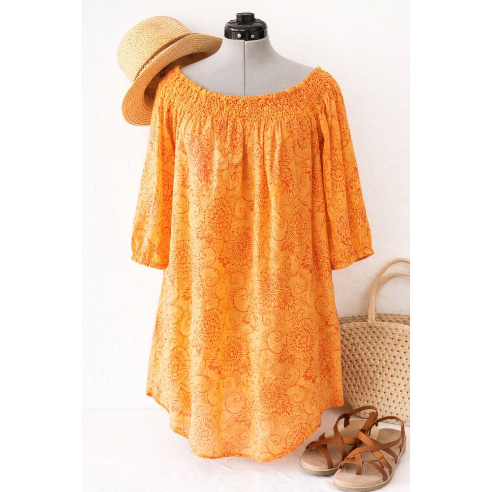 French Connection Beach Cover Up Dress Boho Cotton‎ Vacation Resort Summer